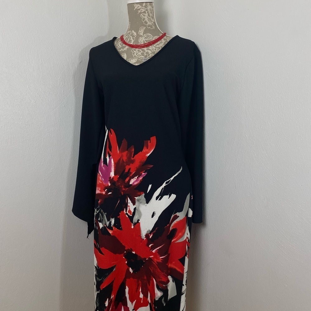 Floral Ashley Stewart Dress. Black/Red/White. Sz  12. - Picture 11 of 11